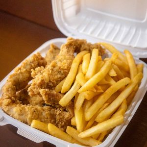 dish with fries