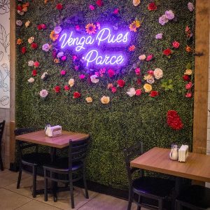 venga pues flower wall